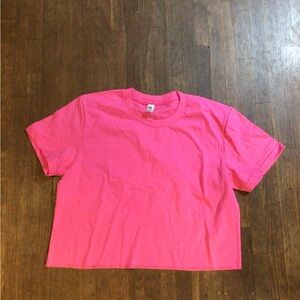 NEW! LaApparel Bright Pink Cropped box Tee